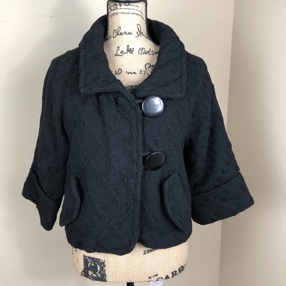 Yada Jackets & Blazers - Yada Black Textured Wool Coat Jacket M